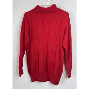 Vtg Benetton Wool Angora Blend Cable Knit Turtleneck Sweater 46‎ US L Old Money